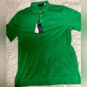 Ralph Lauren Polo Coral Green Mens Polo Short Sleeves Shirt size Large